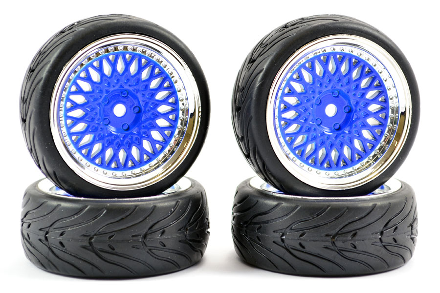1:10 STREET/TREAD TYRE CLASSIC BLUE/CHROME WHEEL